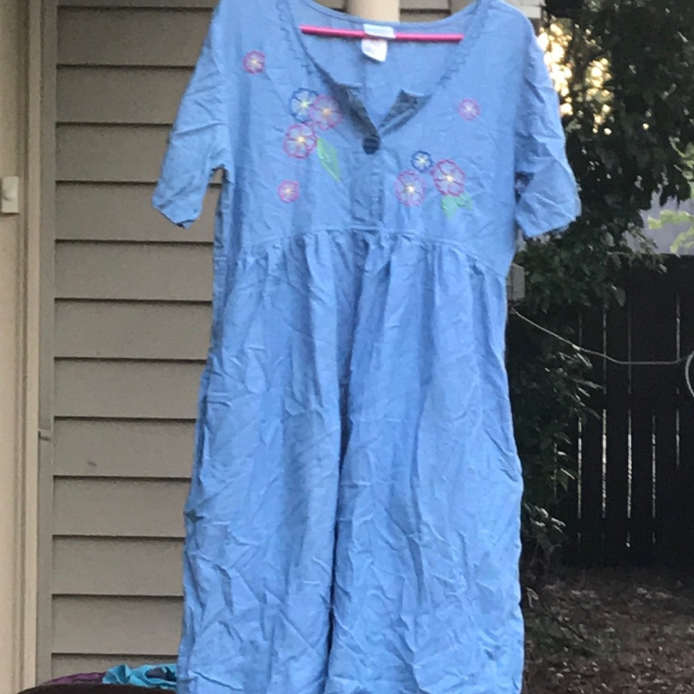 Floral Blue Jean Dress